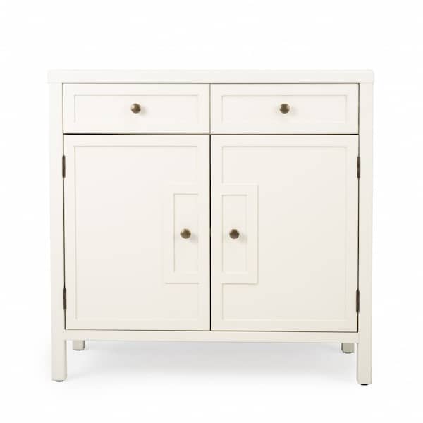 Homeroots 31in White Solid Wood Two Drawer Sideboard with Two Doors 389745 - main
