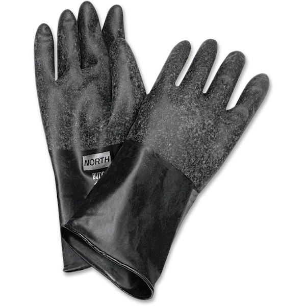 Honeywell North Chemical Resistant Gloves, Butyl, 14 in L, 17 mil, Black, 8, 1 PR B174R/8 - main