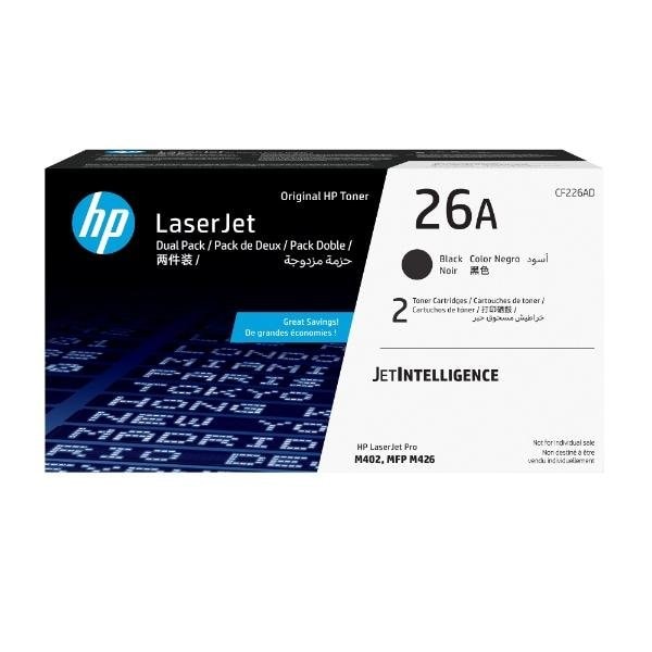 Hp 26A (CF226AD1) 2-Pack Black Original LaserJet Toner Cartridges (3,100 Yield Each) CF226AD - main