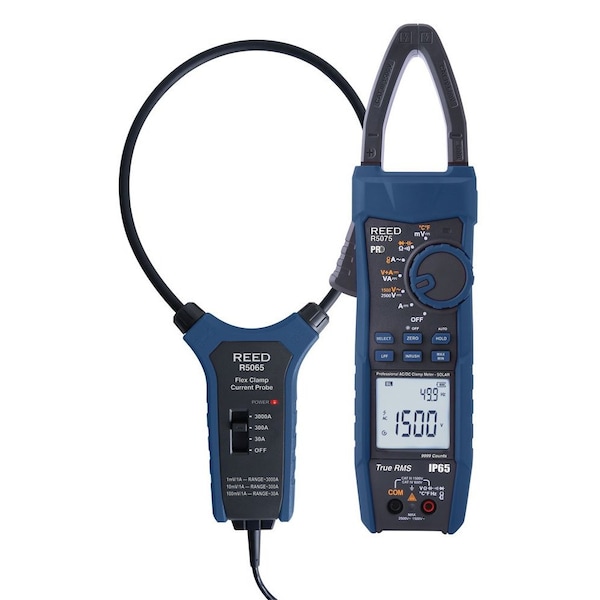 Reed Instruments DigitalClampMeter, TRMS, 999.9A, 1500VAC R5075-KIT - main