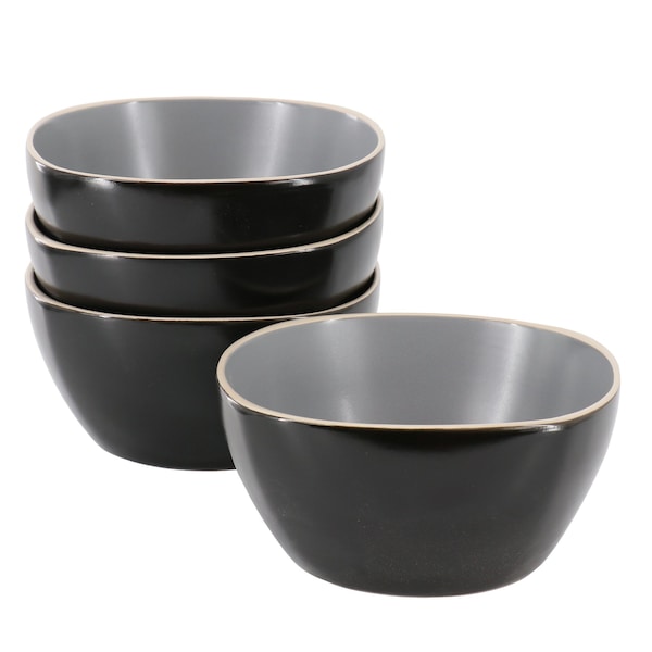 Hometrends Soho Lounge 4 Piece 6 Inch Stoneware Bowl Set in Grey 130142.01 - main