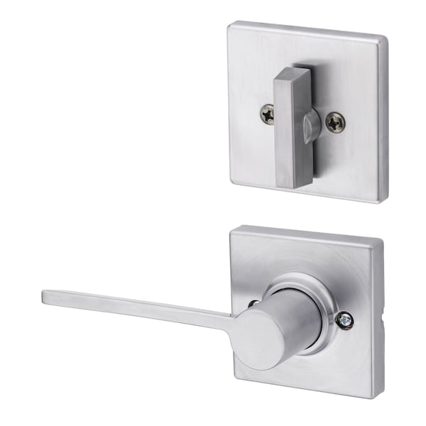 Kwikset Right Hand Ladera Lever with Square Rose Interior Single Cylinder Handleset Trim Satin Chrome Finish 966LRLSQTRH-26D.UNIV - main