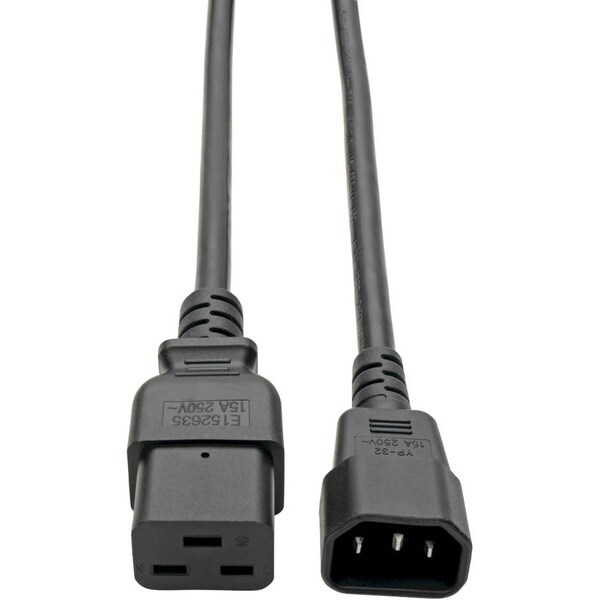 Eaton Tripp Lite Series Power Cord, C19 to C14 - Heavy-Duty, 15A, 250V, 14 AWG, 4 ft. 1.22 m, Black P047-004 - main