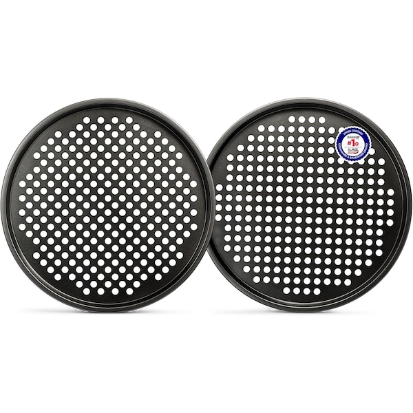 Bakkenmaster Bakken 13-Inch Non-Stick Pizza Pan with Holes, Perforated Carbon Steel, PFOA-Free, 2PK BAKPIZ28W - main