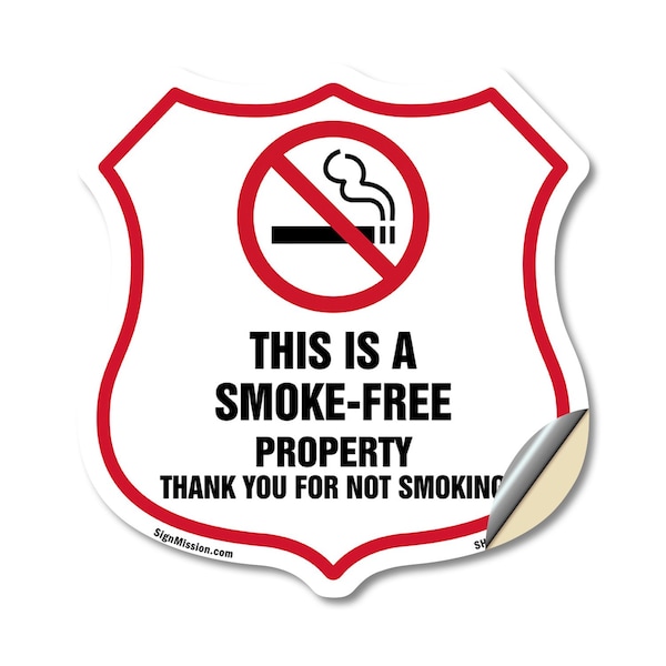Signmission No Smoking Shield Sign This Is A Smoke F, 12 Inch X 12 Inch, Vinyl Decal SHI-D-12-401 - main