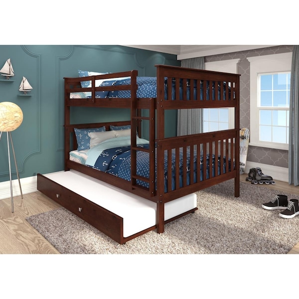 Convenience Concepts PD-123-3CP-503 Full Over Full Mission Bunk Bed with Twin Trundle - Cappuccino HI2641014 - main