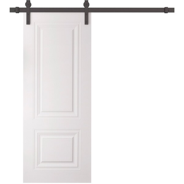 Sartodoors Barn Door 24 x 84 inches, BASIC 9772 White, 6.6FT Rail Track Heavy Hardware Set, Solid Panel Inte BASIC9772BD-B-SKIN-2484 - main