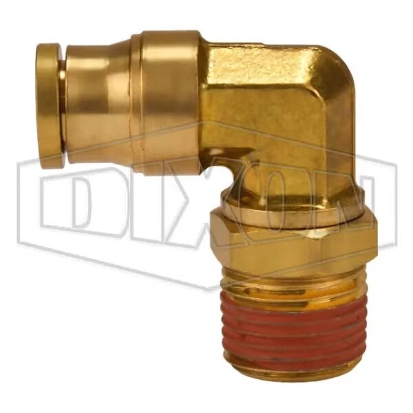 Dixon 69S12X 16 Push-In Elbow, 1/2 x 3/8 in Nominal, MNPT Swivel x Tube, Brass, Domestic 69S12X16 - main