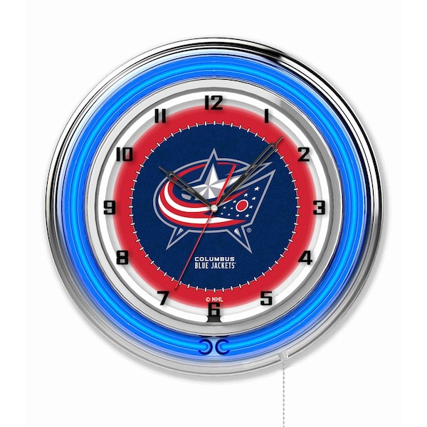 Holland Bar Stool Co Columbus Blue Jackets Double Neon 19" Clock, NHL Clk19ColBlu - main