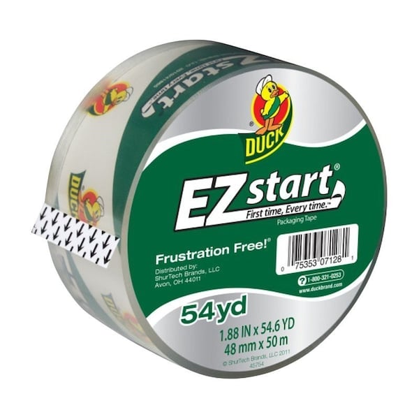 Duck Brand EZ Start Packaging Tape, 55 yd L, 1.88 in W, Clear 285711 - main