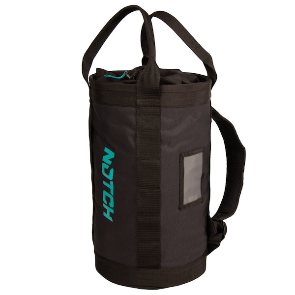 Notch Equipment 450 35L Rope Bag 600 Denier Fabric, Backpack Straps, Cinch-Top Closure, Black & Teal 99383BT - main