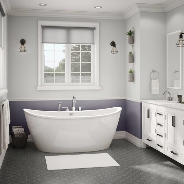 Maax Delsia 6636 Acrylix Freestanding Center Drain Bathtub in White with White Skirt 106193-000-002-104 - main