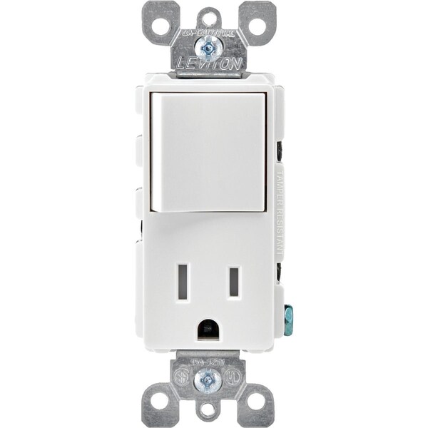 Leviton Decora White 15A Switch & Outlet R62-T5625-0WS - main