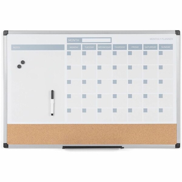Mastervision Calendar Planning Board, Steel, 24 in, 36 in, Aluminum Frame, Natural, Gloss MB0707186P - main