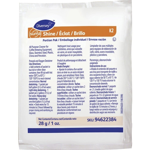 Diversey Suma Pre-Soak Destainer, 1 oz, PK100 94622384 - main