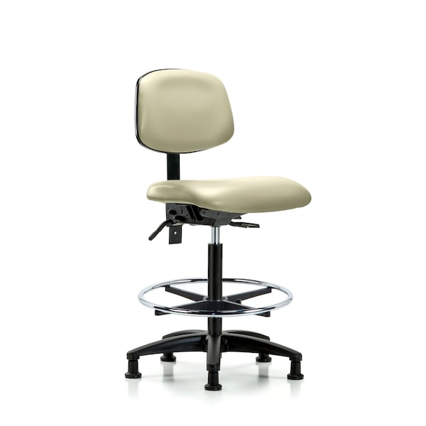 Blue Ridge Ergonomics High Bench Chair Chair, Fab, Med Bnch, Chr Tilt CF Glide, Blk, No Arms, 26" to 35" Height, Vinyl BR-VHBCH-RG-T1-A0-CF-RG-8501 - main