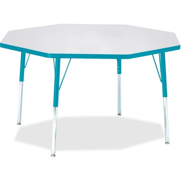 Jonti-Craft Berries Octagon Activity Table, 48 in. x 48 in., A-height, Freckled Gray/Teal/Gray 6428JCA005 - main