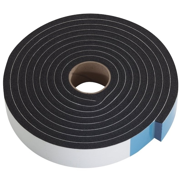 M-D Building Products Weatherstrip Tape, 1 in W, 14 in Thick, 10 ft L, Sponge Rubber, Black 43155 - main