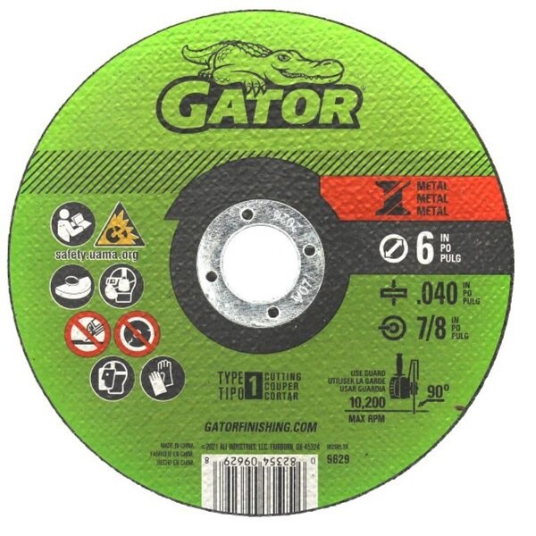 Ali Gator Grinding Wheel, 6 in Dia, 0.04 in Thick, 7/8 in Arbor 9629 - main