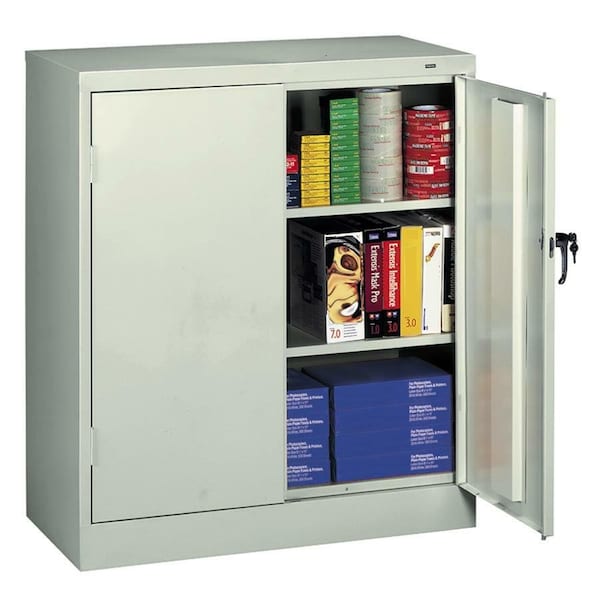 Tennsco Shelving Storage Cabinet, 42 in H, 36 in W, 18 in D, Swing, Keyed, Light Gray, 2 Shelves, 0 Drawers 4218LGY - main