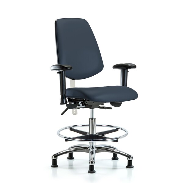 Blue Ridge Ergonomics Clean Room Chair Vin Med Ben Chair, Med, Bk, Nav, CL100, Adjustable Arms, 22" to 29" Height, Vinyl BR-NCR-VMBCH-MB-CR-T0-A1-CF-RG-8582 - main