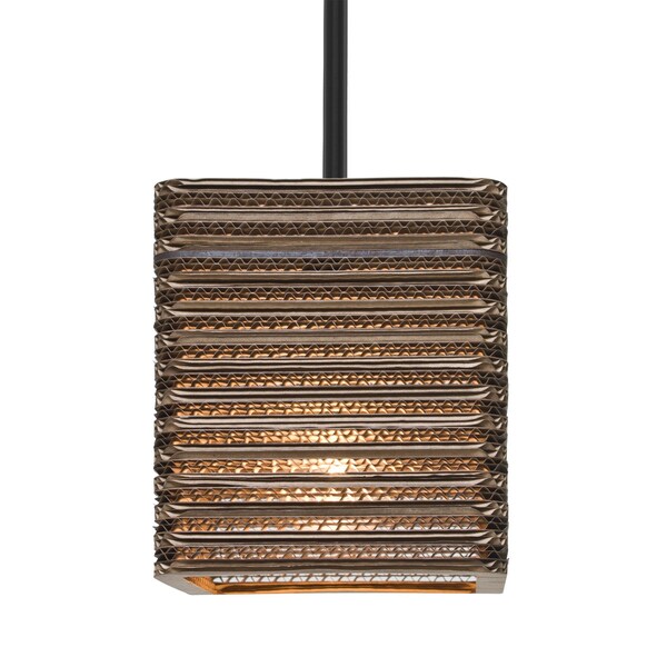 Besa Lighting Besa Kirk 6 Stem Pendant, Corrugated Cardboard, Black Finish, 1x 9W LED 1TT-KIRK6-LED-BK - main