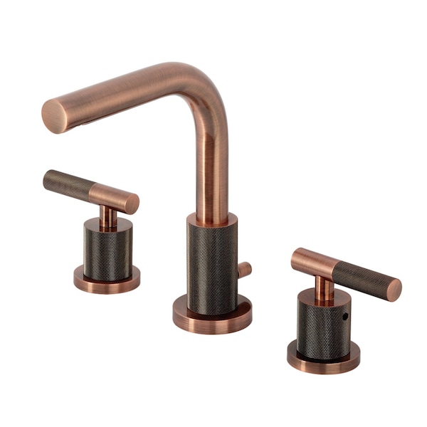 Kingston Brass Widespread Bathroom Faucet with Knurled Handle and Brass Pop-Up, Antique Copper FSC895KNLAC - main