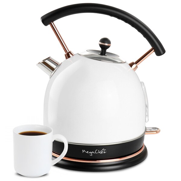 Megachef 1.9 Quart Half Circle Electric Tea Kettle in White MG-KTL1950W - main