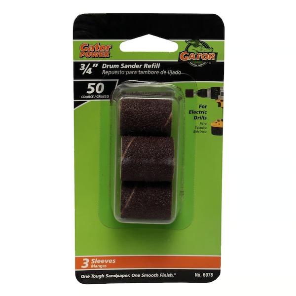 Gator Finishing 0.75 x 1 in. Drum Sander Refills, 50 Grit, 3PK 6078GA - main