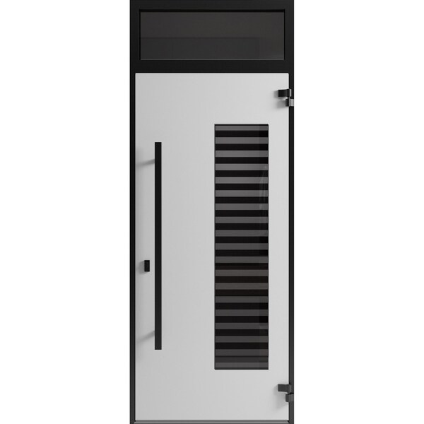 Vdomdoors Front Exterior Aluminum Door Ronex0633 Grey Prehung Entry Steel Metal Modern Painted W36xH80+14 RONEX0633EXD-GRE-W36xH80+14-LH-I - main