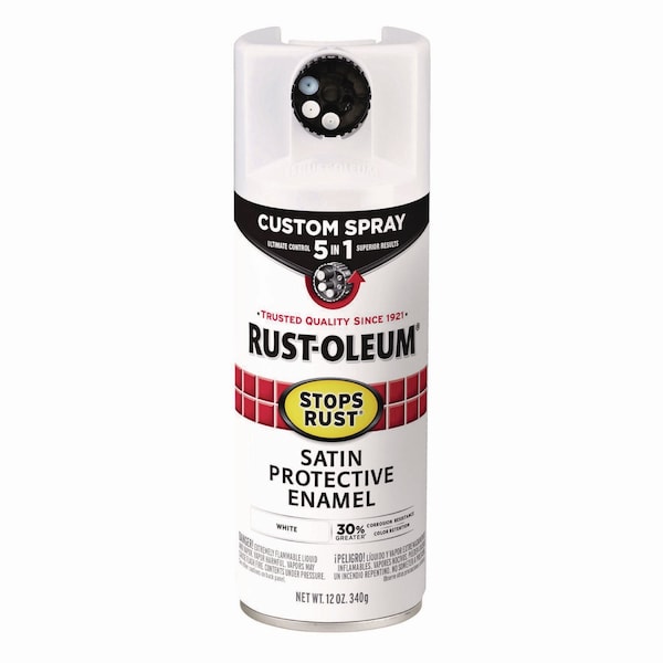 Rust-Oleum Stops Rust 5-in-1 Spray Paint, Satin White, 12 oz Aerosol Can 376870 - main