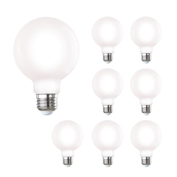 Bulbrite 60-Watt Equivalent Dimmable Milky Filament G25 Medium E26 LED Light Bulb, 4000K, 8PK 861632 - main