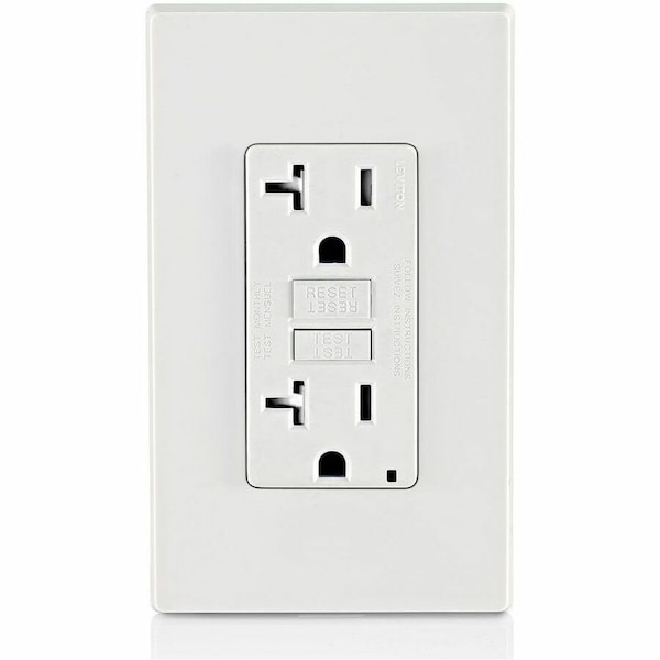 Leviton GFIRcptcl, 20A, 125VAC, Wht, Polycarbonate GFTR2-W - main