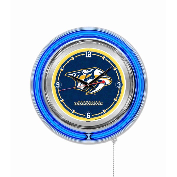 Holland Bar Stool Co Nashville Predators Double Neon 15" Clock, NHL Clk15NshPre - main
