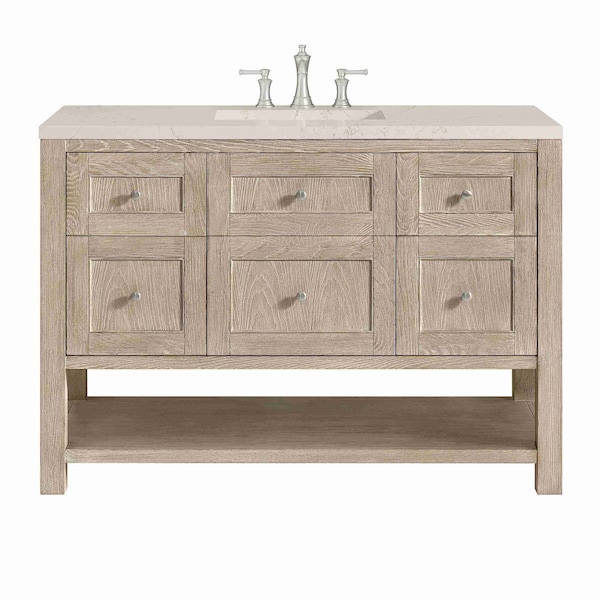 James Martin Vanities Breckenridge 48" Single Vanity, Whitewashed Oak, w/ 3 CM Siberian Silestone Top 330-V48-WWO-3SFR - main