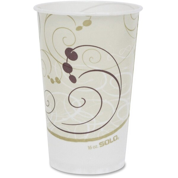 Dart Symphony Treated-Paper Cold Cups, 16oz, White/beige/red, 20PK RW16SYM - main