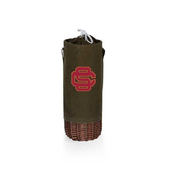 Picnic Time Family Of Brands NCAA USC Trojans Alternate Malbec Insulated Canvas and Willow Wine Bottle Basket 201-00-140-098-0 - main