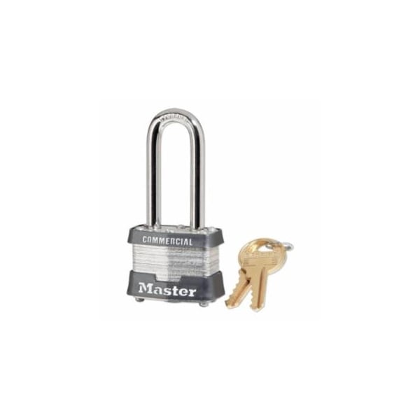 Master Lock No. 3 Laminated Steel Padlock, 9/32 in dia, 5/8 in W x 3/4 in H Shackle, Silver/Gray, Keyed, 6PK 470-3KA-3210 - main