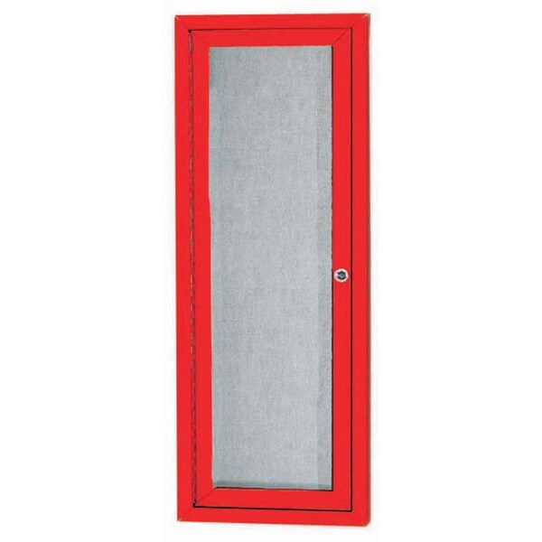 Aarco Outdoor Enclosed Bulletin Board w/ Al Frame, Standard Vinyl, Frame is Powder Coated Red, 36''Hx12''W ODCC3612RR - main