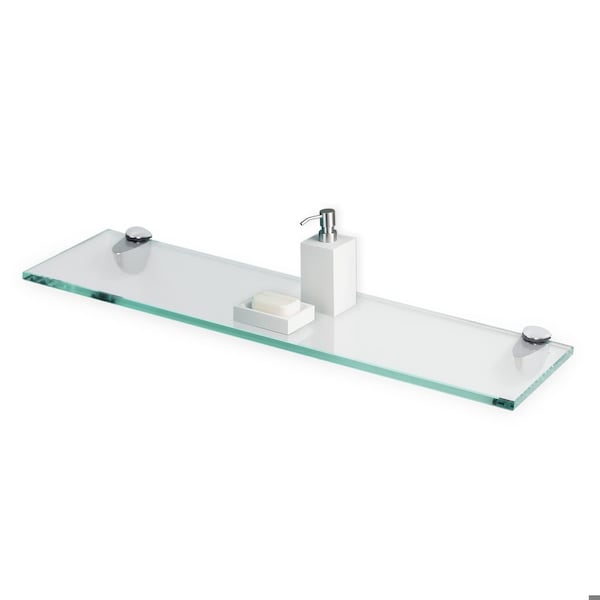 Fab Glass And Mirror Rectangle Floating Shelf Kit Clear 3/8in Thick Tempered Glass, 4-3/4in x 24in, Wall Mirror GS-434x24CLR - main