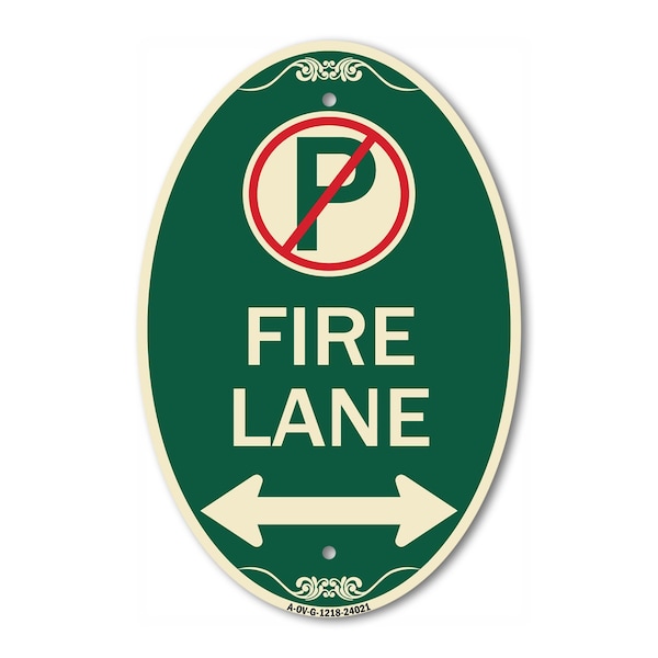 Signmission Fire Lane No Parking Symbol and Arrow Pointi, 12 In X 18 In Architectural, Heavy Gauge Aluminum A-OV-G-1218-24021 - main