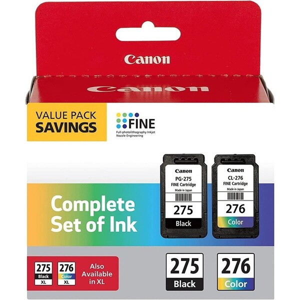 Canon PG275CL276VP Original Inkjet Ink Cartridge, Multicolor, 5.6 mL Black, 6.2 mL Color, 12PK 4988C005 - main