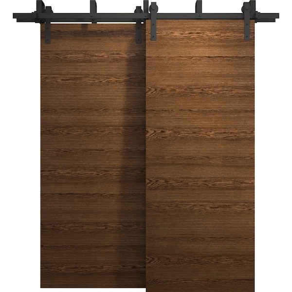 Sartodoors Sliding Closet Barn Bypass Doors 36 x 80 inches, Ego 5000 Cognac Oak Veneer, Modern 6.6ft Rails Ha EGO5000BBB-DKO-36 - main