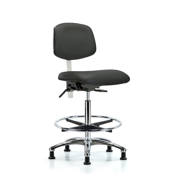 Blue Ridge Ergonomics Clean Room Chair Hi Ben Chair, Vin, Chrm, CF, Gld, Gry, CL100, No Arms, 26" to 35-1/2" Height, Vinyl BR-NCR-VHBCH-CR-T0-A0-CF-RG-8605 - main