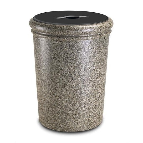 Commercial Zone Products Stonetec Round Open-Top Mixed-Recycling Container, Riverstone 720820 - main