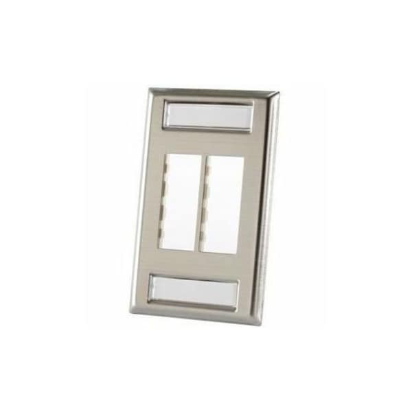 Ortronics 4-PORT FLUSH MOUNT UNLOADED, SINGLEGANG TRACJACK, STAINLESS STEEL 403STJ14 - main