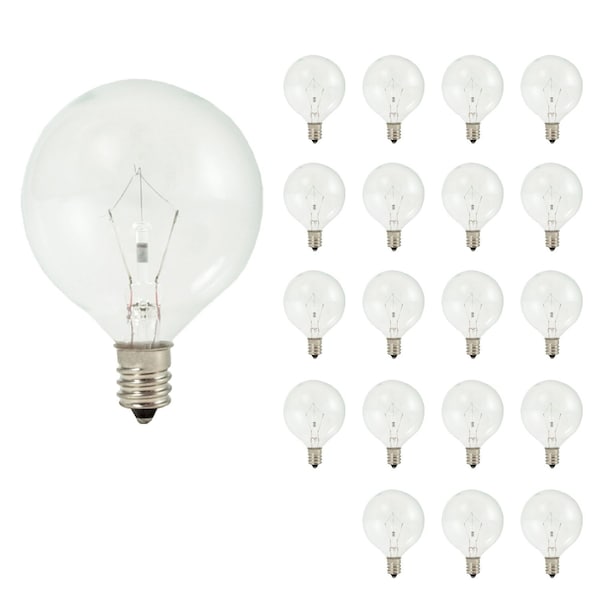Bulbrite G16.5 Krystal Touch Krypton Bulb, Candelabra Screw Base E12, 25W, Clear, 20PK 861255 - main