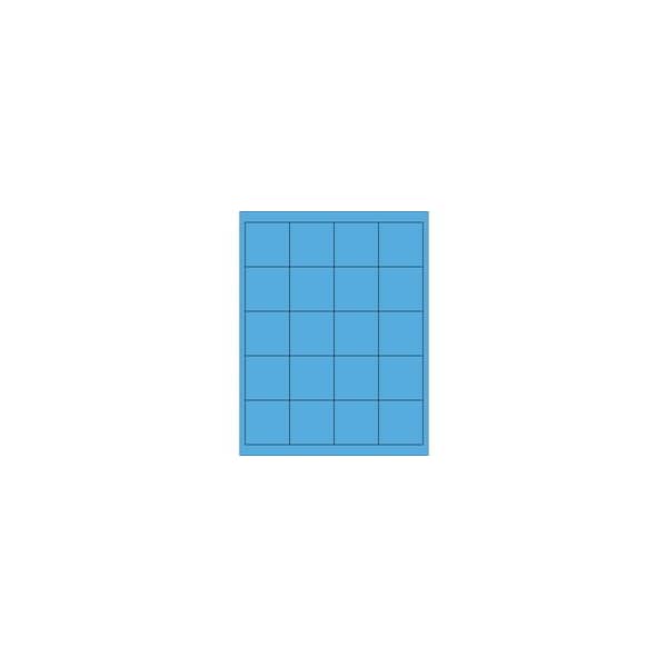 Bubblefast 2 x 2'' Fluorescent Bright Blue Rectangle Laser Labels-20 Labels per Sheet BFLL172BB - main