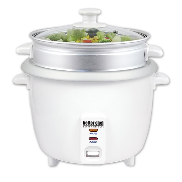 Better Chef 5 Cup Rice Cooker with Food Steamer Attachment in White 750123912M - main