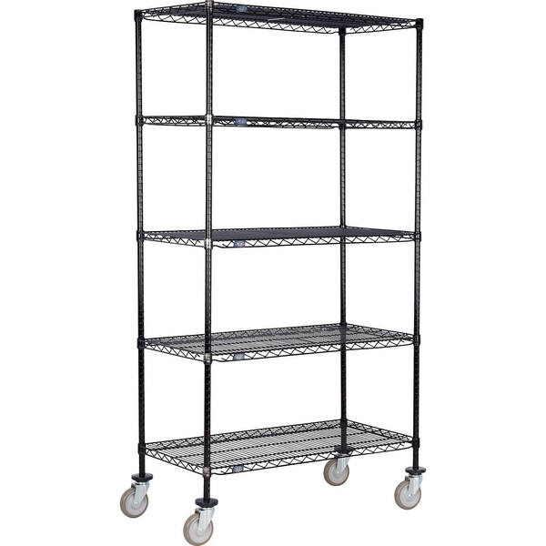 Global Industrial Nexel 5 Shelf Truck, Black Epoxy, 60"W x 21"D x 80"H, Polyurethane Swivel Casters B3156767 - main
